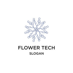 Flower tech logo vector