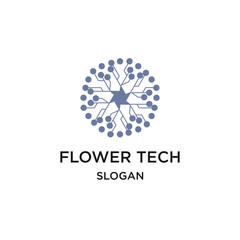 Flower tech logo vector