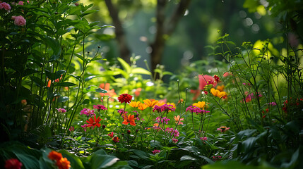 Fototapeta na wymiar Flores vivas em todas as cores criam um caleidoscópio de cor suas delicadas pétalas se desdobrando em uma sinfonia da beleza da natureza
