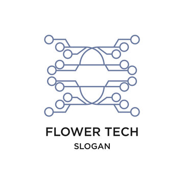 Flower tech logo vector