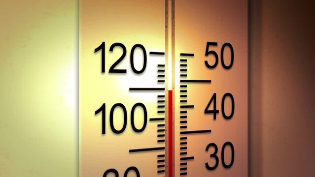 Hot Thermometer Rising into Sweltering Temperatures - Angle 4