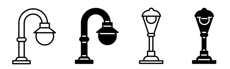 black illustration graphic design street lights icon set. Stock vector.