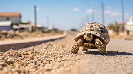 Desert Tortoise Among Rocks: Navigating Sahara's Harsh Terrain with Resilience.




