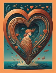 Obraz premium hearts on a red background or valentine hearts background or hearts background o rheart from water or heart in water or heart of water or heart with drops or heart on the background heart cover book