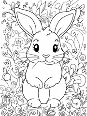 bunny art line for coloring book