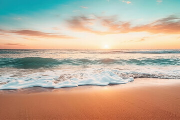 Fototapeta na wymiar Landscape sea water nature sunset sunlight beauty sky horizon beach wave
