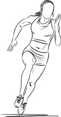Sketch of running young woman