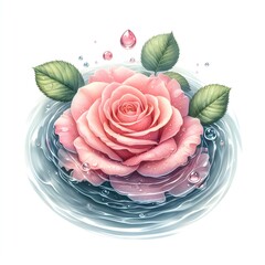 Elegance in Bloom: Floating Rose in Tranquil Waters.