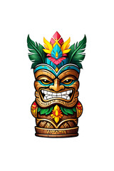 Illustration of wooden tiki statue isolated on transparent background