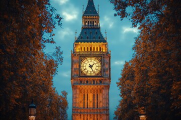Fototapeta na wymiar Big Ben in UK London England, beautiful scenic evening view