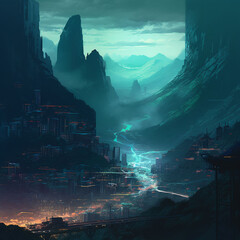 cyberpunk mountains10