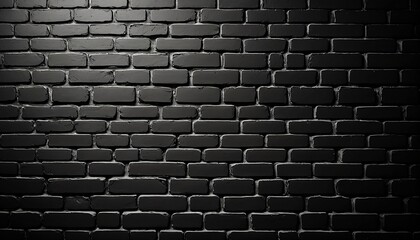 Wide old shabby Black Vintage wash brick wall texture for design. Panoramic backgrounds. Generative AI