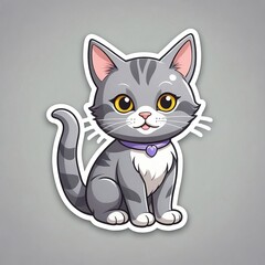 Obraz premium Cute cat cartoon vector sticker illustration. Sticker design baby pet animal. Cute cat. Generative AI