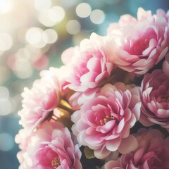 Obraz premium Bouquet of pink sakura flowers on bokeh background