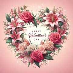 Valentine's day greeting card with flowers. 
