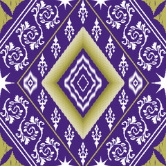 Ethnic Figure aztec embroidery style.Geometric ikat oriental traditional art pattern.Design for ethnic background,wallpaper,fashion,clothing,wrapping,fabric,element,sarong,graphic,vector illustration.