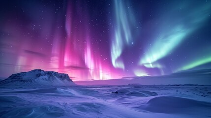 Brilliant Aurora Lights Illuminate Snowy Landscape