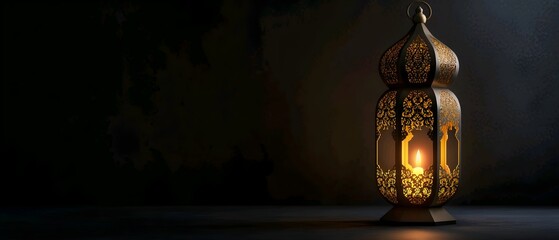 Ramadan lantern wide banner background with copy space for text. 8k resolution - obrazy, fototapety, plakaty