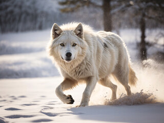 Photo Of A White Wolf In the Snow, AI Generative