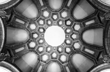 san francisco, palace of fine arts rotunda ceiling intricate artistry