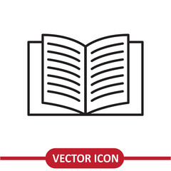 Book icon vector. Education sign flat liner illustration on white background..eps