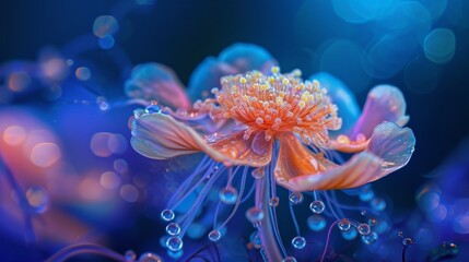 Fototapeta na wymiar Fusion Hybrid Mix of Flower and Jellyfish Background created with Generative AI Technology