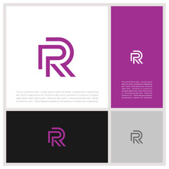Initials R. PR logo design. Initial Letter Logo. Innovative high tech logo template.