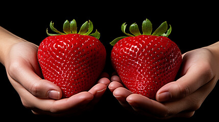 Obraz premium strawberry in hand