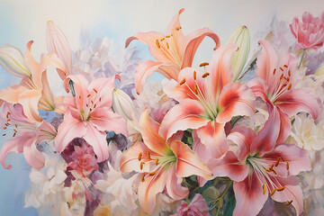 Fototapeta premium watercolor painting of flowers, generative ai