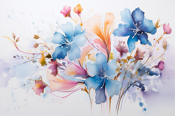 watercolor floral background, generative ai
