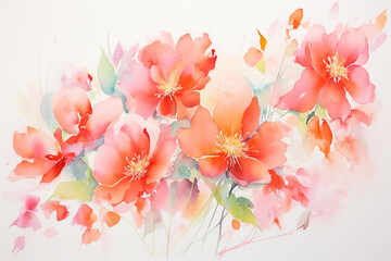Fototapeta na wymiar watercolor floral background, generative ai