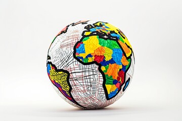 Global Sustainability: Abstract Patterns on B&W Globe

