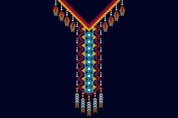 Traditional geometric neckline design on dark color