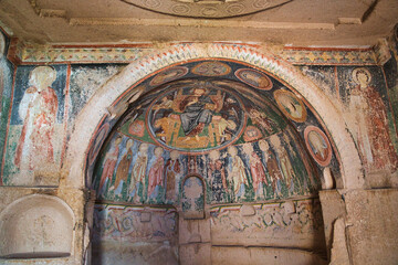 Hacli Church or Church of Three Crosses in Rose Valley has well preserved frescoes of scenes from...
