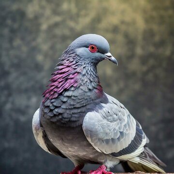 a feather pigeon, focusing on intricate details and textures, capturing the subtle patterns and delicacy of its feathers. Ensure the background complements the subject, providing a visually engaging a