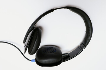 headphone isolated on white. Copy space and technology concept