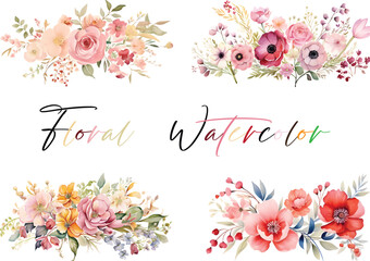 Vector of very beautiful watercolor flowers suitable as an element for decoration or wedding invitations - obrazy, fototapety, plakaty