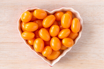Orange Grape Tomatoes in a Heart Shape