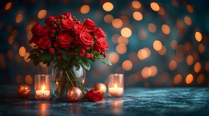 Obraz na płótnie Canvas Love's Essence: Bouquet of Red Roses for Valentine's Day