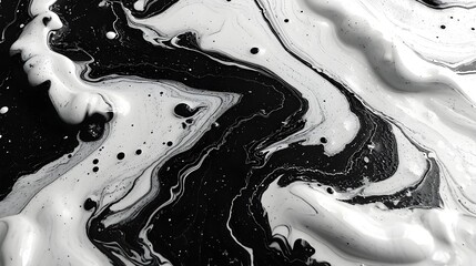 Serenity in Motion: Detailed Black and White Fluid Abstract Waves Background