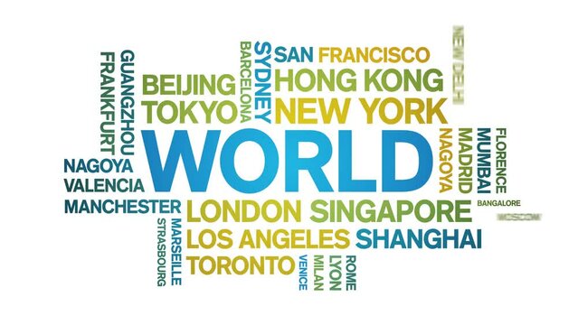 World animated tag word cloud;text design animation kinetic typography seamless loop.