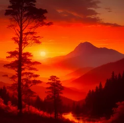 Foto op Plexiglas sunrise in the mountains © Rewat