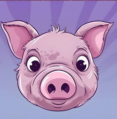 cute pig face illustration in detailed style