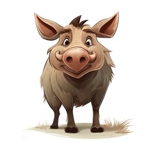 Boar or wild pig with cartoon style, vintage engraved style illustration.