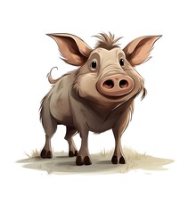 Boar or wild pig with cartoon style, vintage engraved style illustration.
