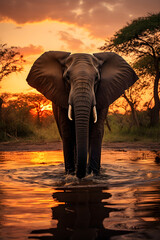 Dromantic Wilderness: An Evening Glimpse of an Elephant in its Forest Habitat