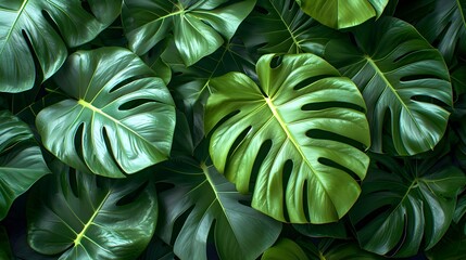 Fototapeta na wymiar Tropical Paradise: Lush Foliage and Vibrant Green Leaves for Background and Wallpaper 