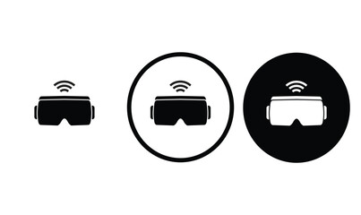 icon vr glasses black outline for web site design 
and mobile dark mode apps 
Vector illustration on a white background