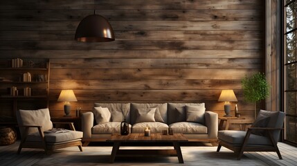 Scandinavian Elegance: Minimalistic Living Room with Wooden Interior Design