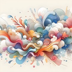 Abstract wavy background in watercolor style for vintage design